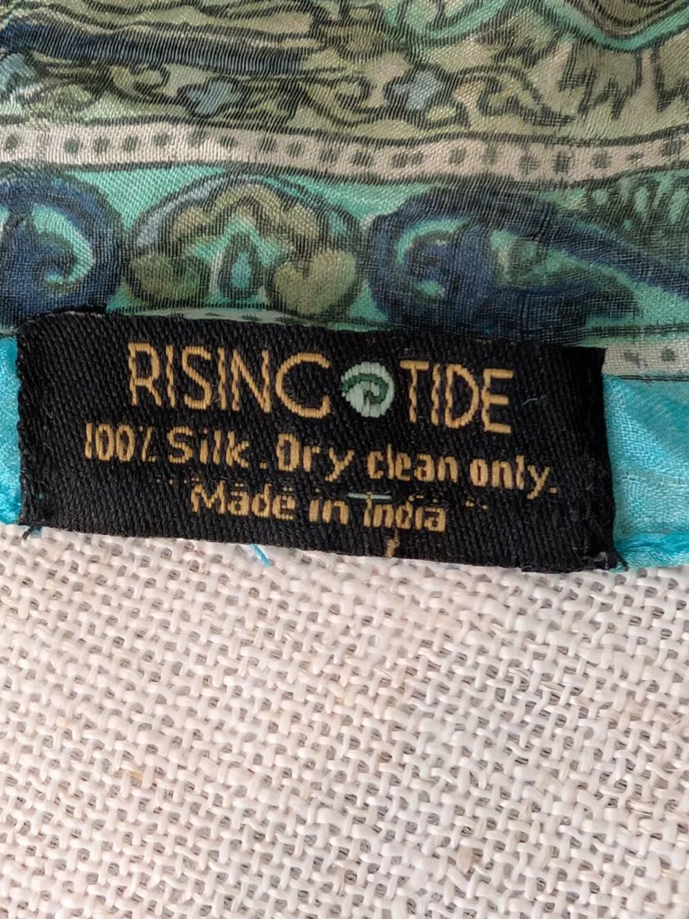 Rising Tide 100% Silk Blue Paisley Sheer Scarf